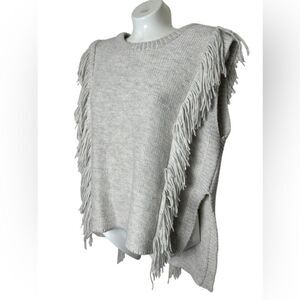 INTERMIX Wool & Cashmere Fringe Sleeveless Sweater Top